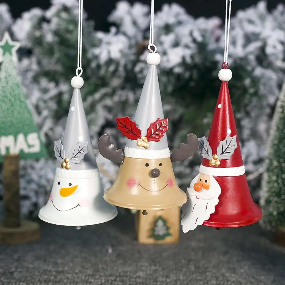 

Iron Bell Pendant 1pc Christmas Red Signature Ribbon Hanging Wrought Iron Open Bell Ornament For Christmas Party Home Decoration