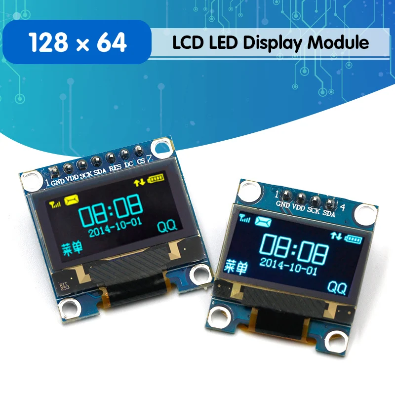White Blue color 128X64 OLED LCD LED Display Module For Arduino 0.96 ...
