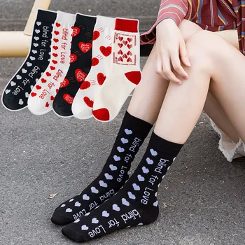 

Funny skateboard socks Heart Hosiery Breathable Long Socks Tube Socks Harajuku Cotton Streetwear skateboard Heart Sock sports