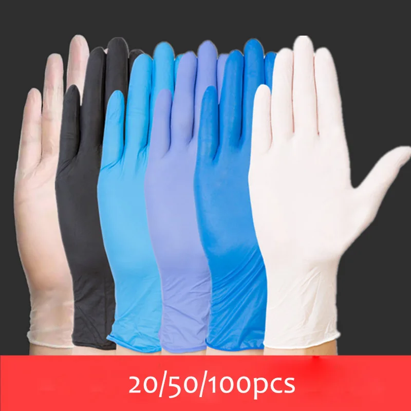 20/50/100pcs Nitrile Gloves High-elastic Powder-free Protective Disposable Rubber Latex Kitchen Accessories disposable gloves nitrile gloves