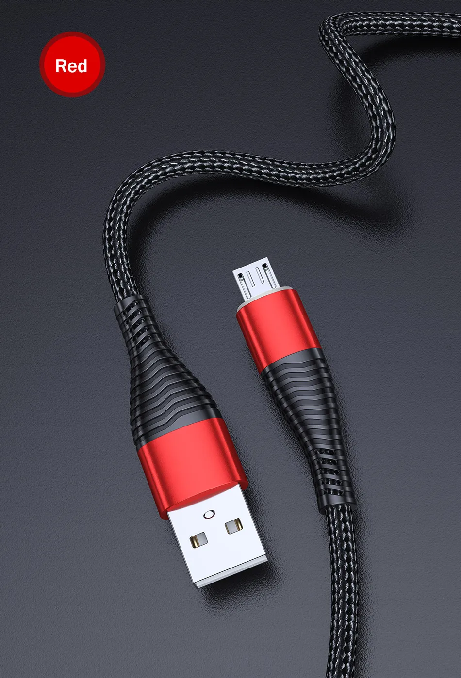Кабель Micro USB REDNUT 1 м, 1 м, 3 А, нейлоновое быстрое зарядное устройство, провод Microusb для samsung, Xiaomi, Android, микро зарядное устройство для мобильных телефонов