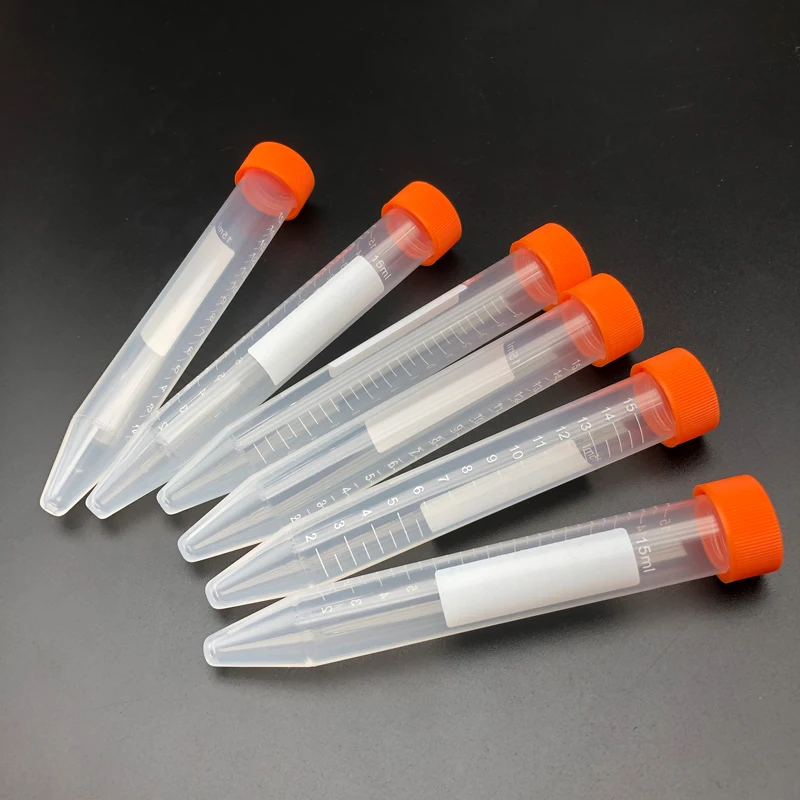 20Pcs/Pack 15mL Screw Cap Sharp Bottom Plastic Centrifuge Tube Centrifugal Laboratory Analysis Vial Container