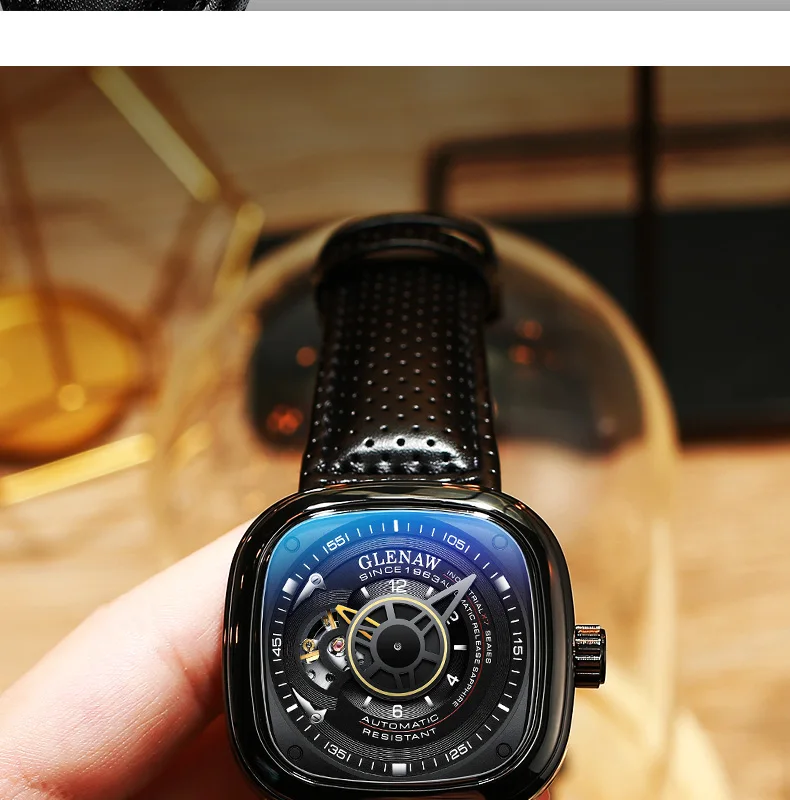 2021 new men's watch automatic machinery top brand luxury square large dial sports waterproof watch relegio masculi