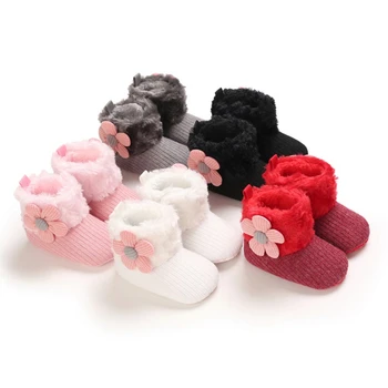 

Baby Boots Flower Cotton Knitting Boots Casual Shoes First Walker Non-slip Soft Sole Shoe 0-18Mons