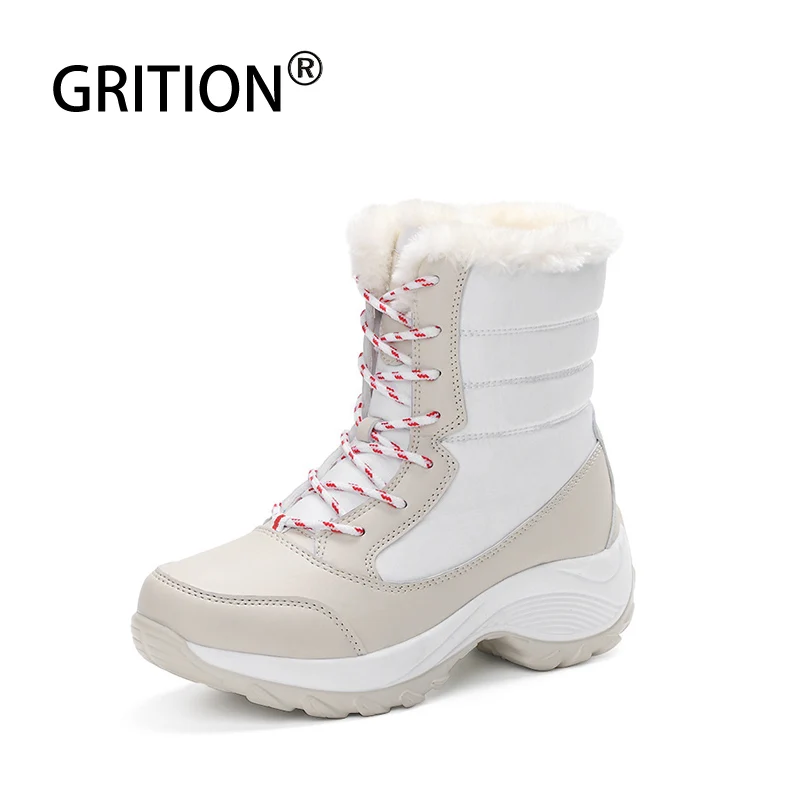 

GRITION Women Snow Shoes Camping Water Wedge Boots Outdoor Mountain Climbing Footwear Female High Top Fashion Tactical Boots