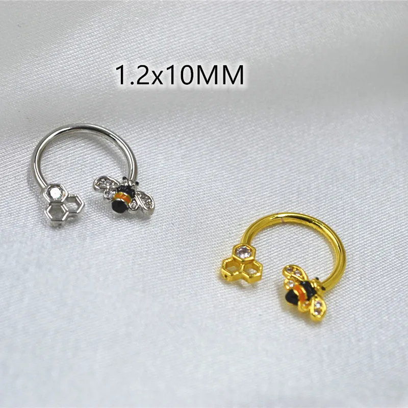 

10pcs Body Jewelry Piercing -316L Surgical Steel Bee Shape Horseshoes Ear Helix Daith Cartilage Tragus Earring Nose Hoop Ring