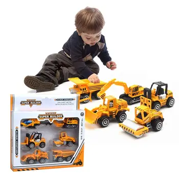 

6pcs skating engineering vehicle educational toy 1:64 children's toy excavator big forklift simulation model toy alloy engineeri