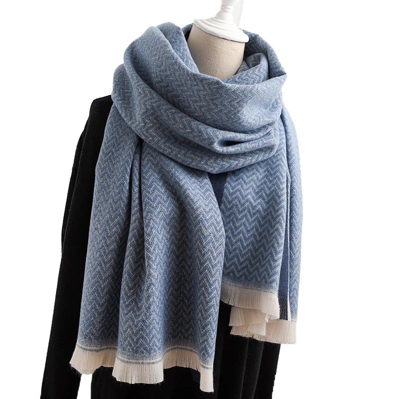 Tanie Moda ZIG ZAG Plaid myśliciel ciepła wełna kaszmirowy szalik paszmina z frędzlami kobiety miękki zimowy mężczyzna szalik