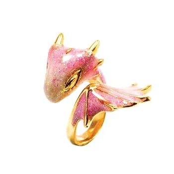 

Gold Topaz Dragon Ring Plated Dragon Ring Jewelry with Sparkling Pink and White Enamel Monvatoo London