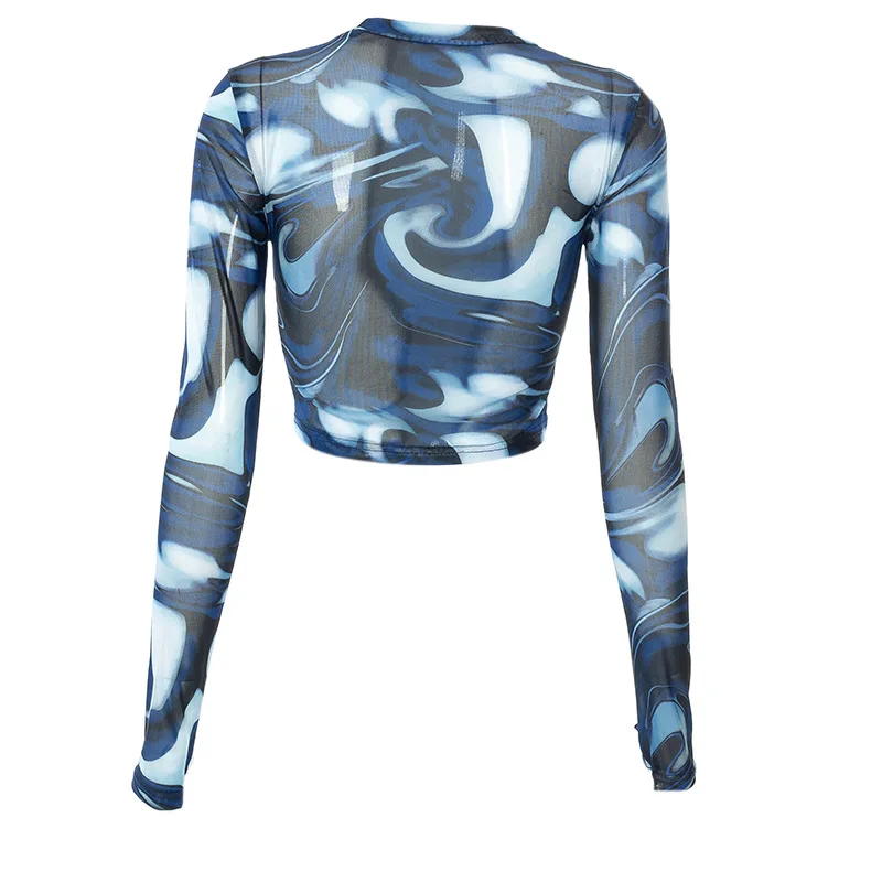 Y2K Mesh Top Women Streetwear Long Sleeve Graphic Tee See Through O Neck Tops Slim Anime T-shirt Sexy Crop Top Women Clothing Y2K Mesh Top Women Streetwear Long Sleeve Graphic Tee See Through O Neck Tops Slim Anime T-shirt Sexy Crop Top Women Clothing
