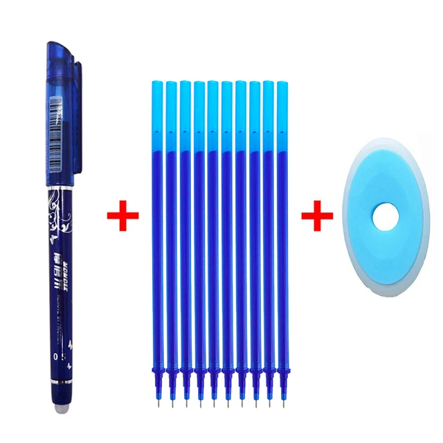 12 Pcs/Set Office Gel Pen 0.5mm Erasable Pen Refill Rod Blue/Black/Red Ink Magic Pen for School Writing Supply Kawaii Stationery Blue