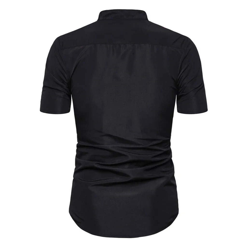 Camisa social masculina, Черная Мужская рубашка, мужские топы, рубашки плюс размера, рубашки с коротким рукавом, мужские мягкие однотонные рубашки Camisa