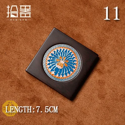 11 Ebony Coaster твердый деревянный чайный набор кунг-фу чайная церемония аксессуары изоляционный коврик в японском стиле железный горшок фиолетовый; песок держатель - Цвет: 11