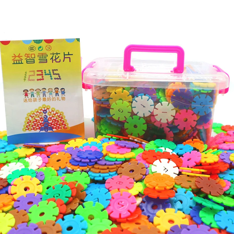 High Quality Snowflakes Thicken Large Children's Building Blocks Plastic Intellectuality Girl Boy Insert Storage Boxed Toy Gifts
