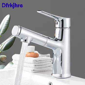 

Bathroom Basin Faucet Finished Single Handle Deck Mounted Sink Faucet Black Chrome Two Ways Spout Cold And Hot Water Mixer Tap