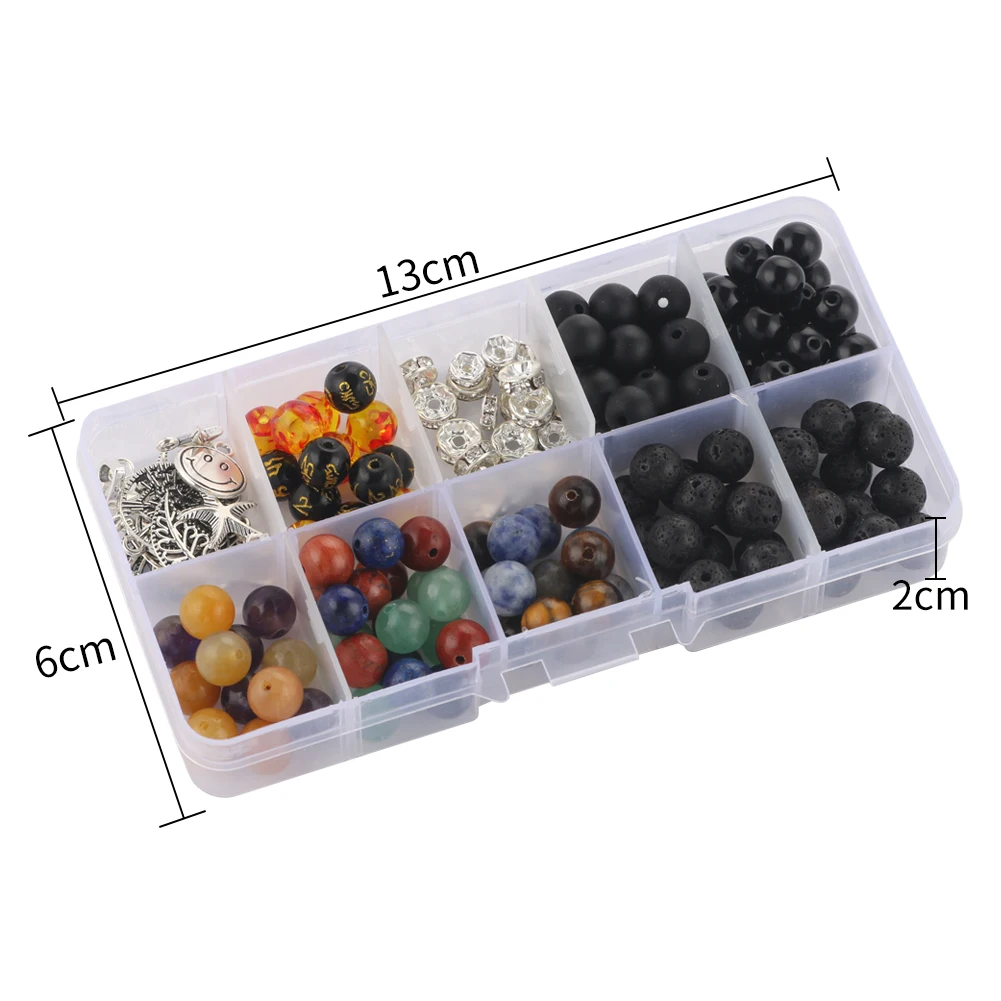 8mm Natural Stone Beads 7 Chakra Kits Lava Agates Jades Tiger Eye Amethysts Sets Accessories For Jewelry Making DIY Bracelets