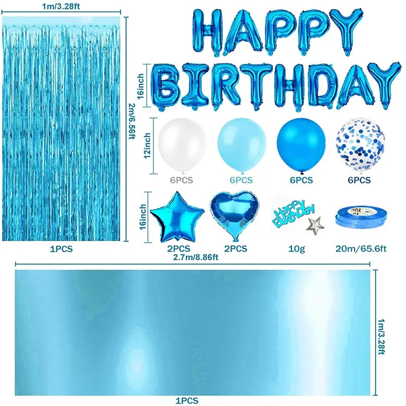 Decorazioni Per 18° Compleanno Blu E Argento: Palloncini, Striscione E Sfondo Per Festa