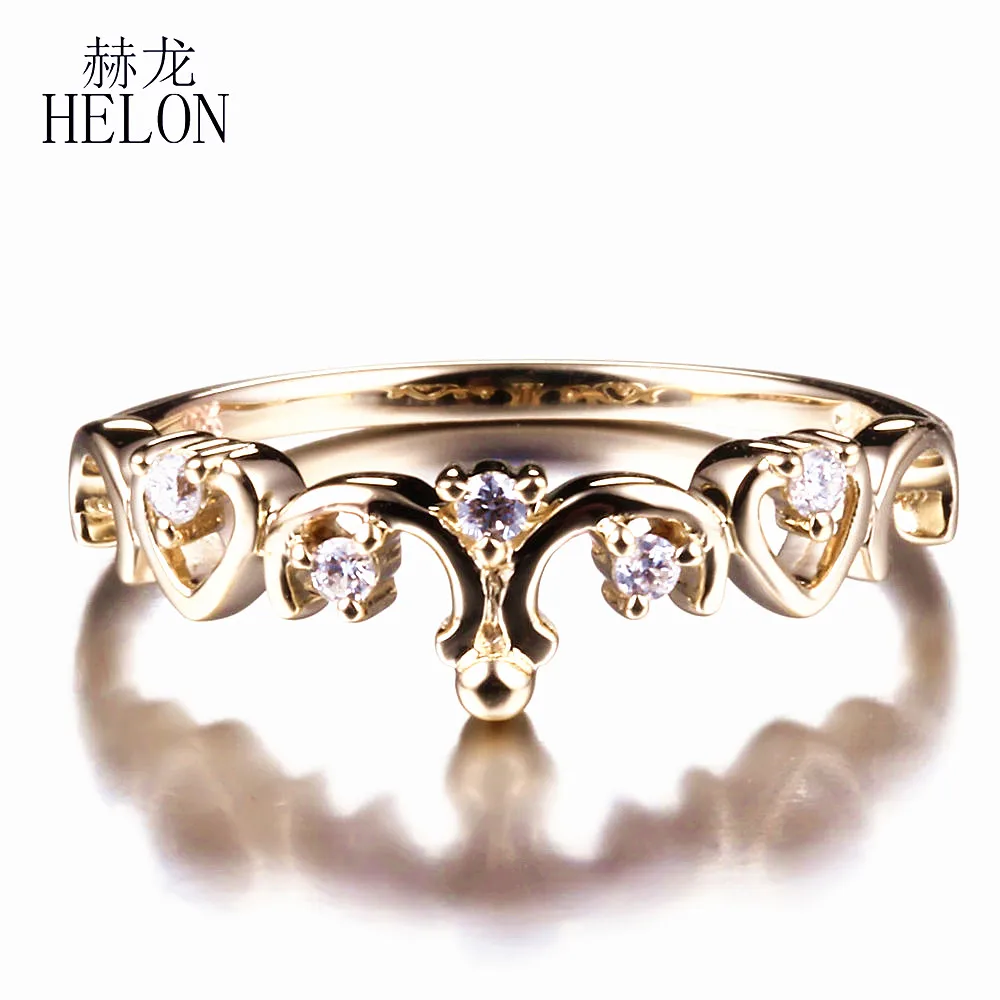 HELON Solid 10 к из желтого золота SI/H с натуральными бриллиантами, обручальное кольцо вечности, вечерние кольца, блестящие женские модные ювелирные изделия