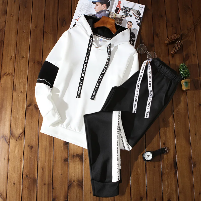 

YASUGUOJI Men Set Hoodies Sportswear New Fashion Men Set Long Sleeve Letter Print Hoodies Tracksuit Men Set Winter Tracksuits