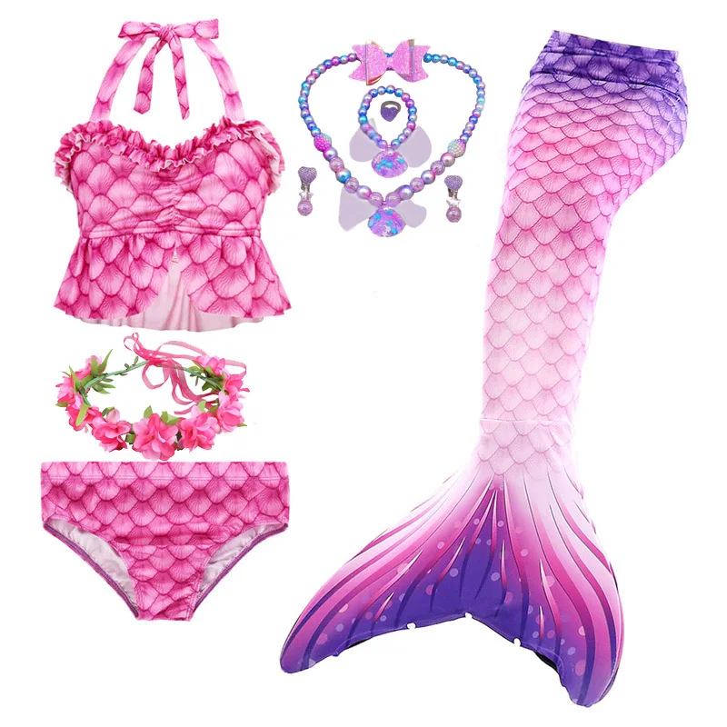 elvira costume Haojxuanyu Children Mermaid Swimwear Girls Pink Blue Bikini Set Kids Swimsuit Cosplay Mermaid Tail Costume for Swimming morticia addams dress