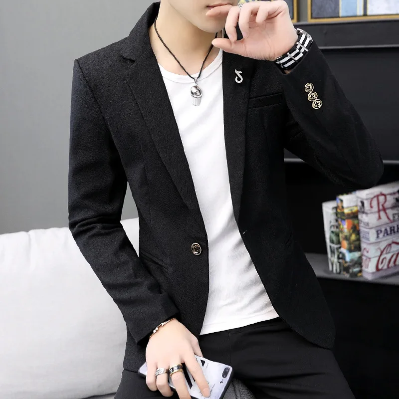 British Style Black Gray Khaki Blazer Mens Slim Fit Blazer Masculino Business Casual Stylish Blazer Men Spring Autumn British Style Black Gray Khaki Blazer Mens Slim Fit Blazer Masculino Business Casual Stylish Blazer Men Spring Autumn