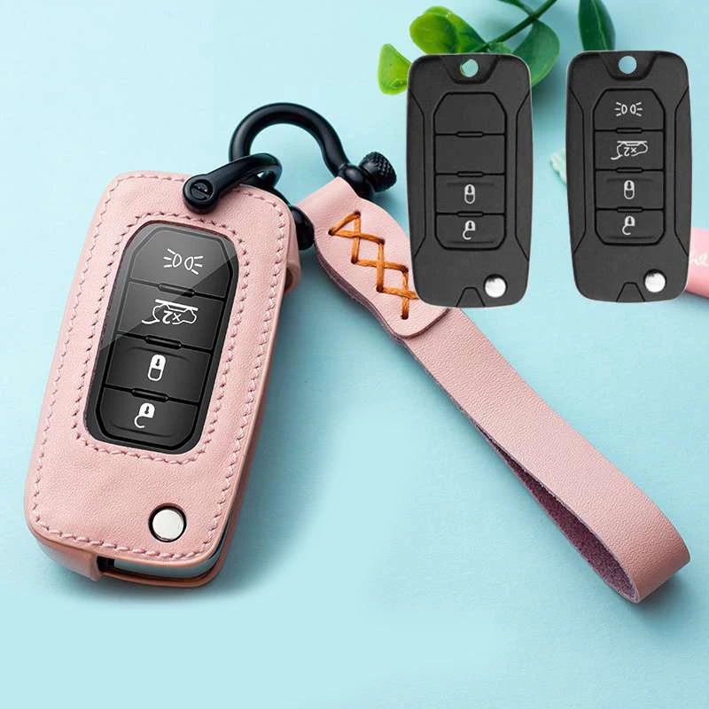 B - Pink Высокое качество кожаный чехол для ключей Jeep Grand Cherokee Компас Патриот Dodge Journey Chrysler 300C - Название цвета: B - Pink