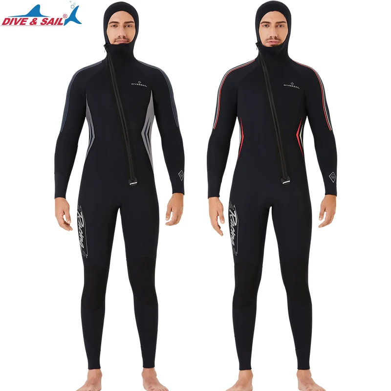 Wetsuit 5mm Full Diving Suit Front Zipper Hoodie Snorkeling Surfing