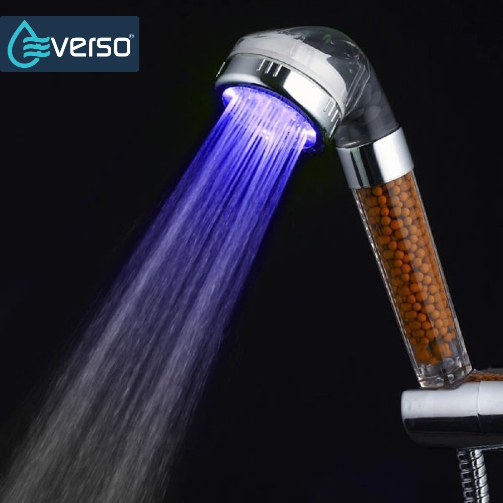 

LED Shower Head Temperature Sensor Light Water Flow Generator Shower Head Water Saving Filter bathroom fixture