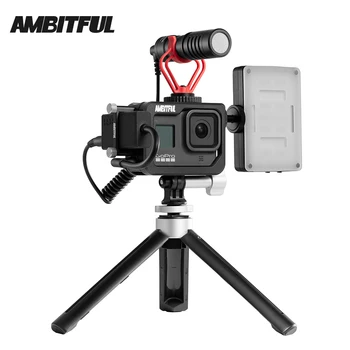 

AMBITFUL Metal Vlog Case Cage for Gopro Hero 8 Extend Cold Shoe Mount for Microphone LED Light