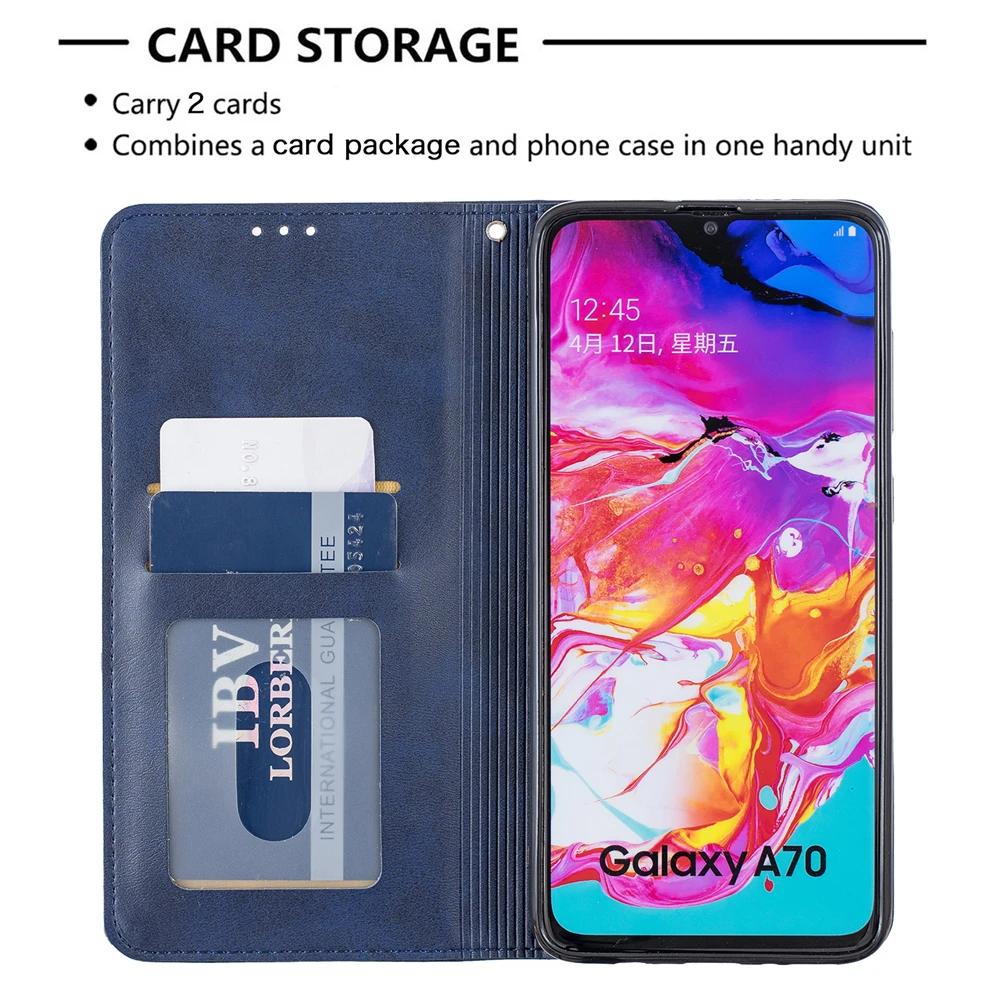 Прочный Магнитный кошелек A40 A50 A70 кожаный чехол для samsung Galaxy A50 A70 A40 чехол с откидной крышкой A 40 50 70 Роскошный чехол с отделениями для карт