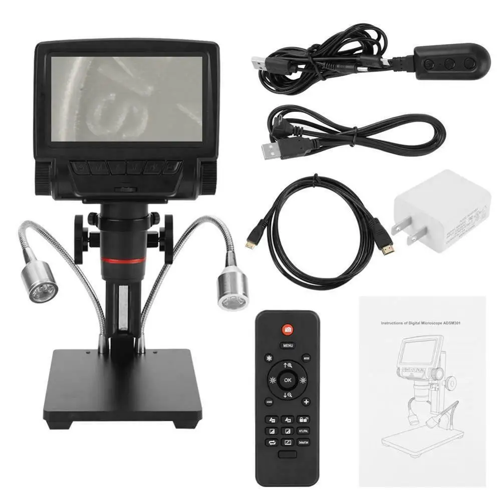 Цифровой USB/HDMI/AV микроскоп ADSM301 5 дюймов встроенный дисплей высокий объект