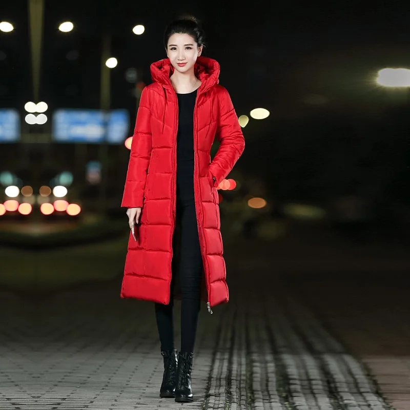Женская парка, модная зимняя женская куртка, 6XL, manteau femme hiver, хлопковое пальто, женская куртка с капюшоном, тонкая Длинная парка