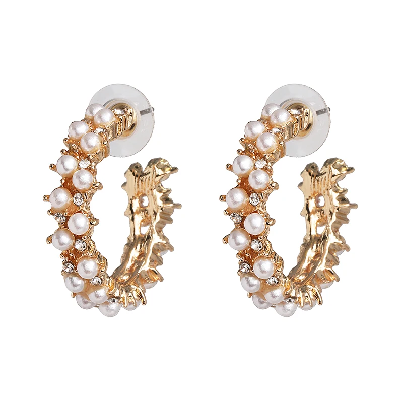 Vintage Korean Hoop Earrings For Women Handmade Sweet Simulated Pearl Circle Jewelry Pendientes Gifts Accessories Brincos | Украшения и