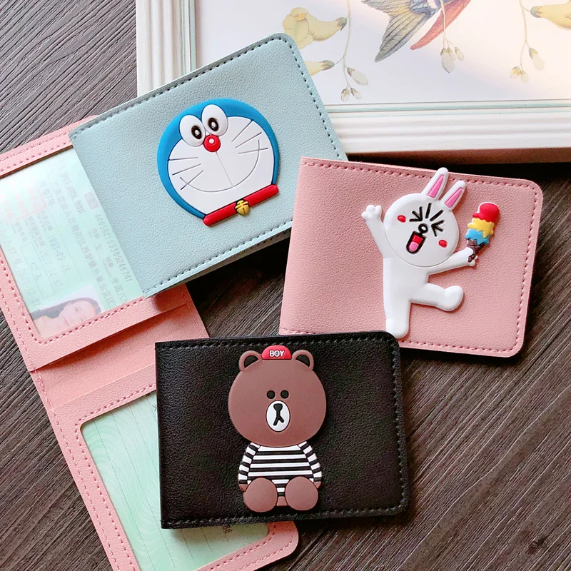 

Cute PU Leather Cartoon Brand Auto Driver License Holder Business Card Holder Car-Covers for Documents Designer Travel Wallets