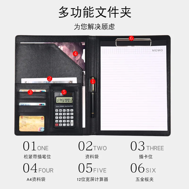 Goede A4 Multi functionele Map Informatie Clip Sales Clip Lederen Map Ondertekening Dit Pad Board Business Bestandsmap