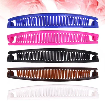 

10pcs Slim Banana Shape Hair Comb Hair Ponytail Holder Creative Hair Clips for Girls Women (White/Blue/Black/Rosy/Coffee, Each 2