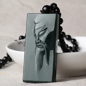 

Natural Hetian Jade Guan Gong Pendant Warrior Necklace Charm Jewellery Fashion Accessories Hand-Carved Man Woman Amulet Gifts