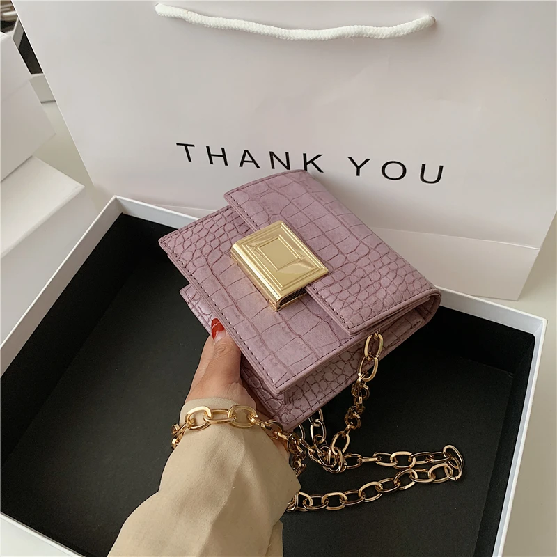 

Crocodile Pattern PU Leather Crossbody Bags For Women 2020 Mini Shoulder Handbags Female Travel Chain Purses ID Card Holder