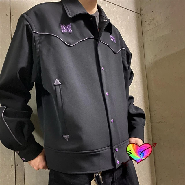 Black Needles Jackets Men Women Purple Stripe Butterfly