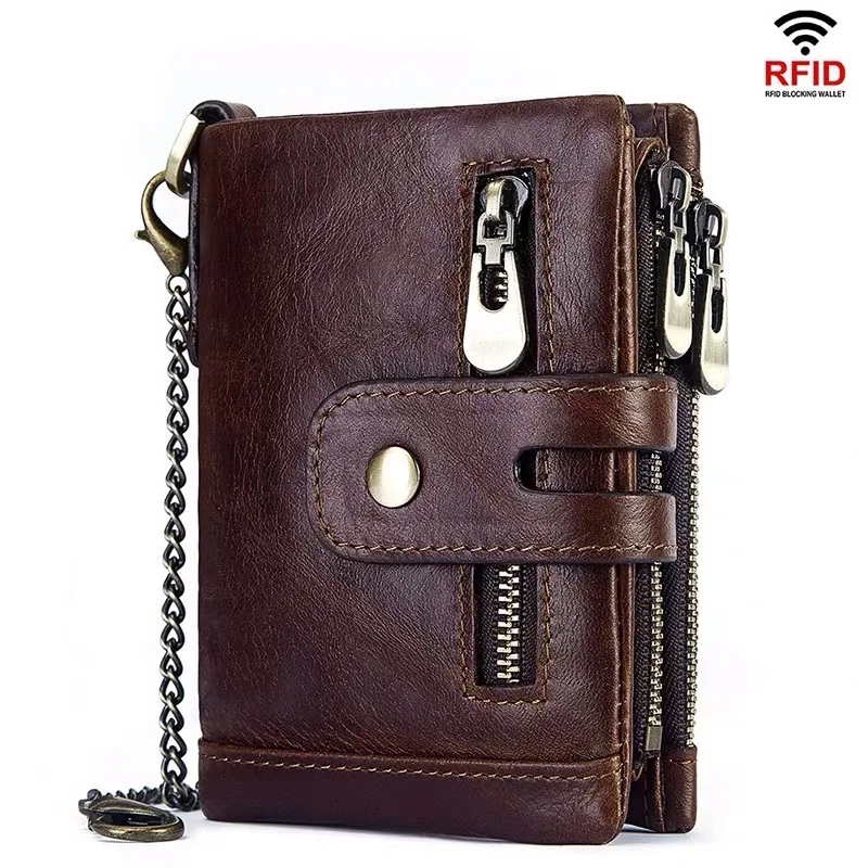

VIP LINK Engraving 100% Cowhide Genuine Leather Men Wallet Coin Purse Small Mini Card Holder Vintage