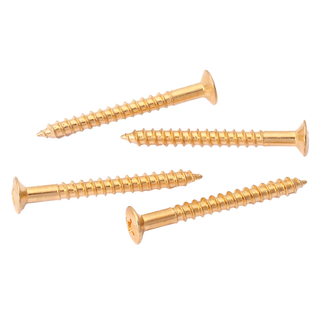 4 Pcs Golden Bridge Plate Mounting Screws For Stratocaste Elerctric Guitar