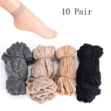 10pair / lot Polka Dot Transparent Socks Women Thin Crystal Silk Socks Nylon Fashion Ladies Summer Short Silk Socks