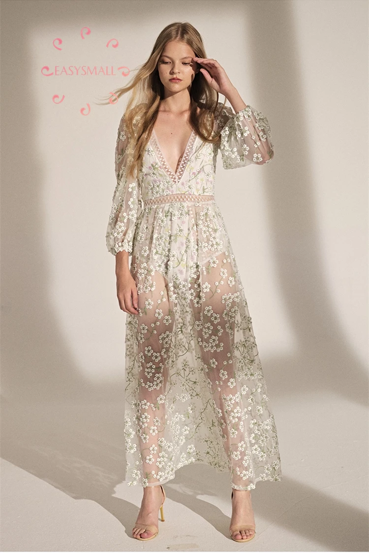 EASYSMALL For love lemons женское платье с вышитым цветком и сеткой, вечерние платья высокого класса, уличная одежда с высокой талией, платья без рукавов