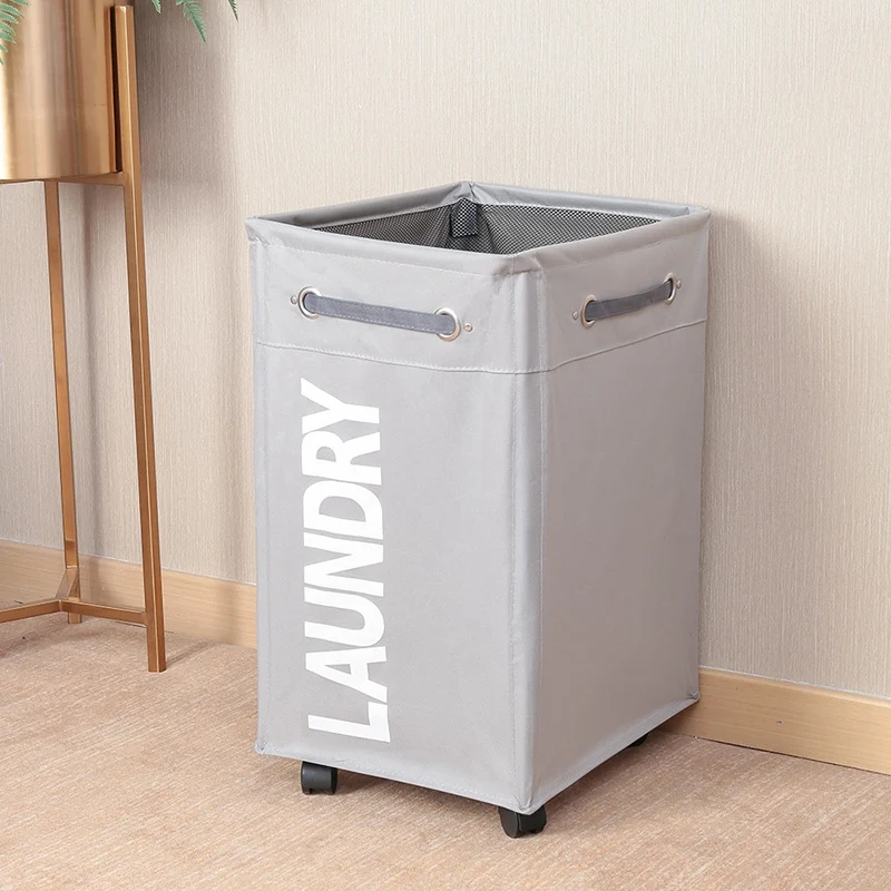 Light Grey Корзина для белья и грязной одежды складная корзина для хранения с колесом для офиса водонепроницаемый Оксфорд ванная комната корзина для белья - Цвет: Light Grey
