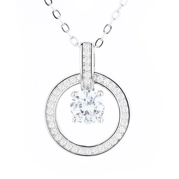 

FUN-BEAUTY Women's S925 Sterling Silver Clavicle Chain Round Set Four Prong Zircon Pendant Necklace Miduo is equally fashionable