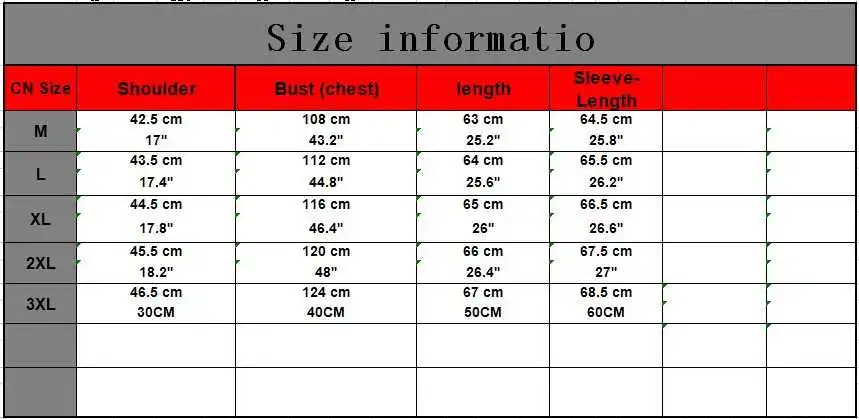 size information