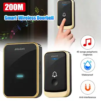 

Smart Intelligent Door Bell 1 Button 1 Receiver 45 Songs Ringtones 200m Transmission Wireless Door Bell US/UK/EU/AU Plug