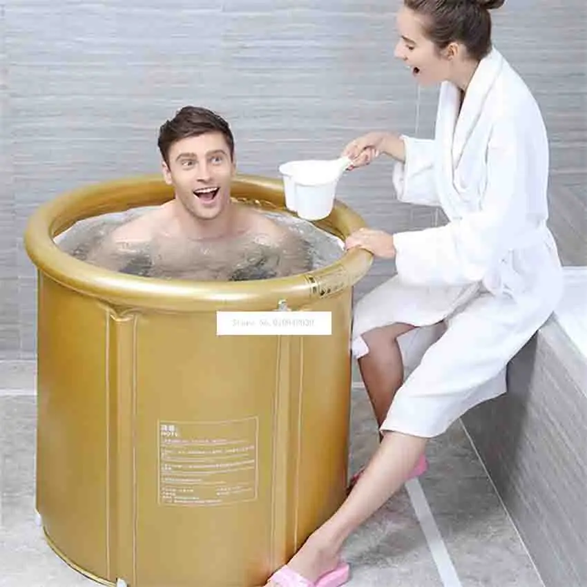 

LC3002 Household Simple Inflatable Folding Warm Bath Barrel Whole Body Thickening Adult Bathtub Plastic Bath Bucket With A Lid