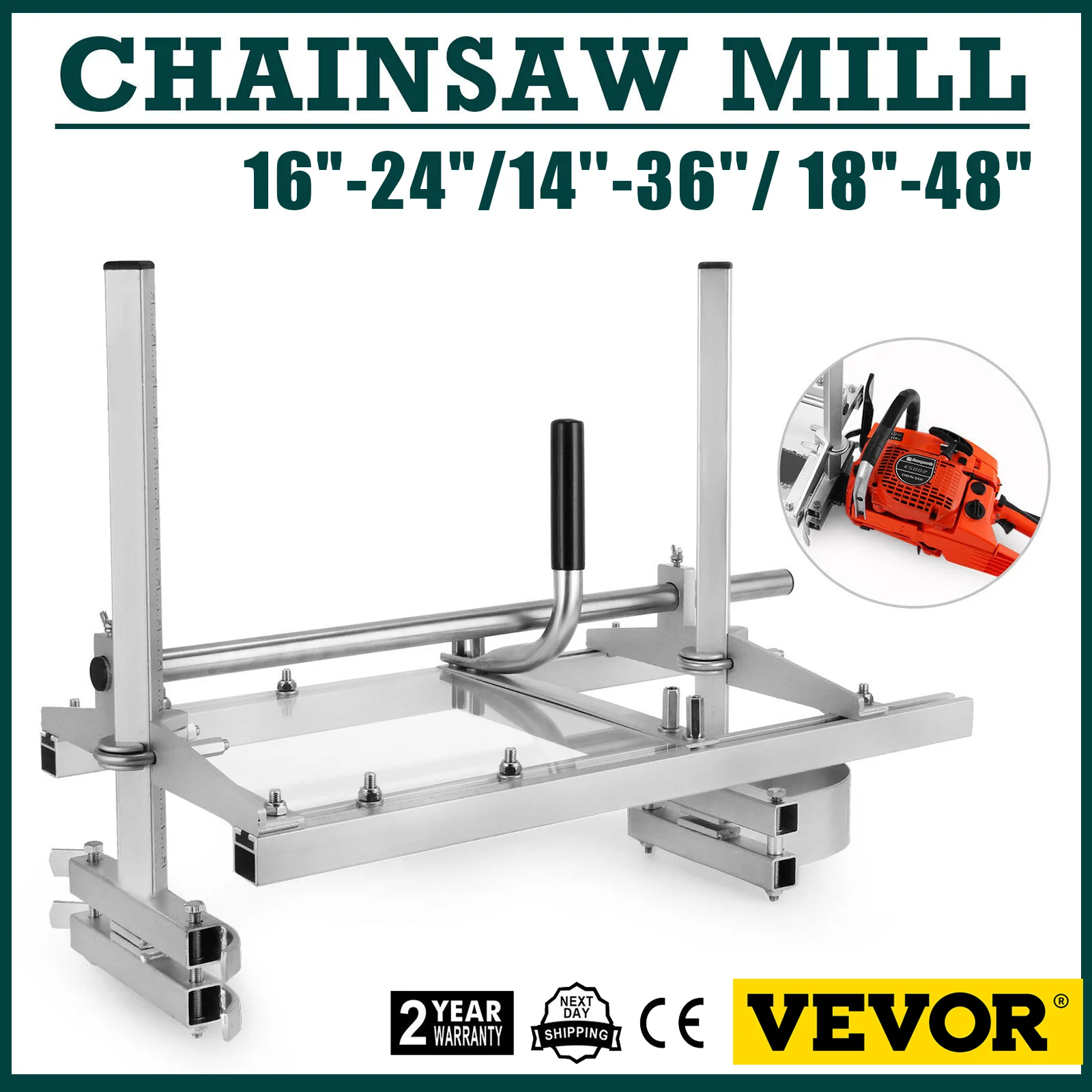 Vevor Chainsaw Mill Planking Milling 16"24"/14''36''/ 18"48" Guide