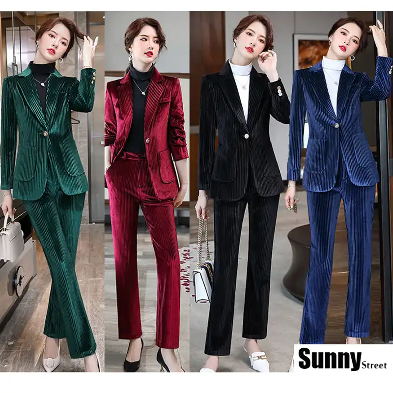 ladies corduroy trouser suit